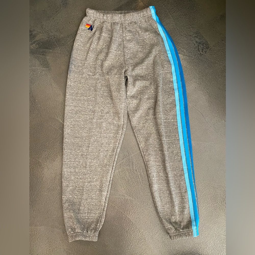 AV Nation Grey w/ Blue 5 Stripes Sweatpants